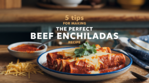 Perfect Beef Enchiladas with red sauce, melted cheese, and cilantro, served on a rustic plate.