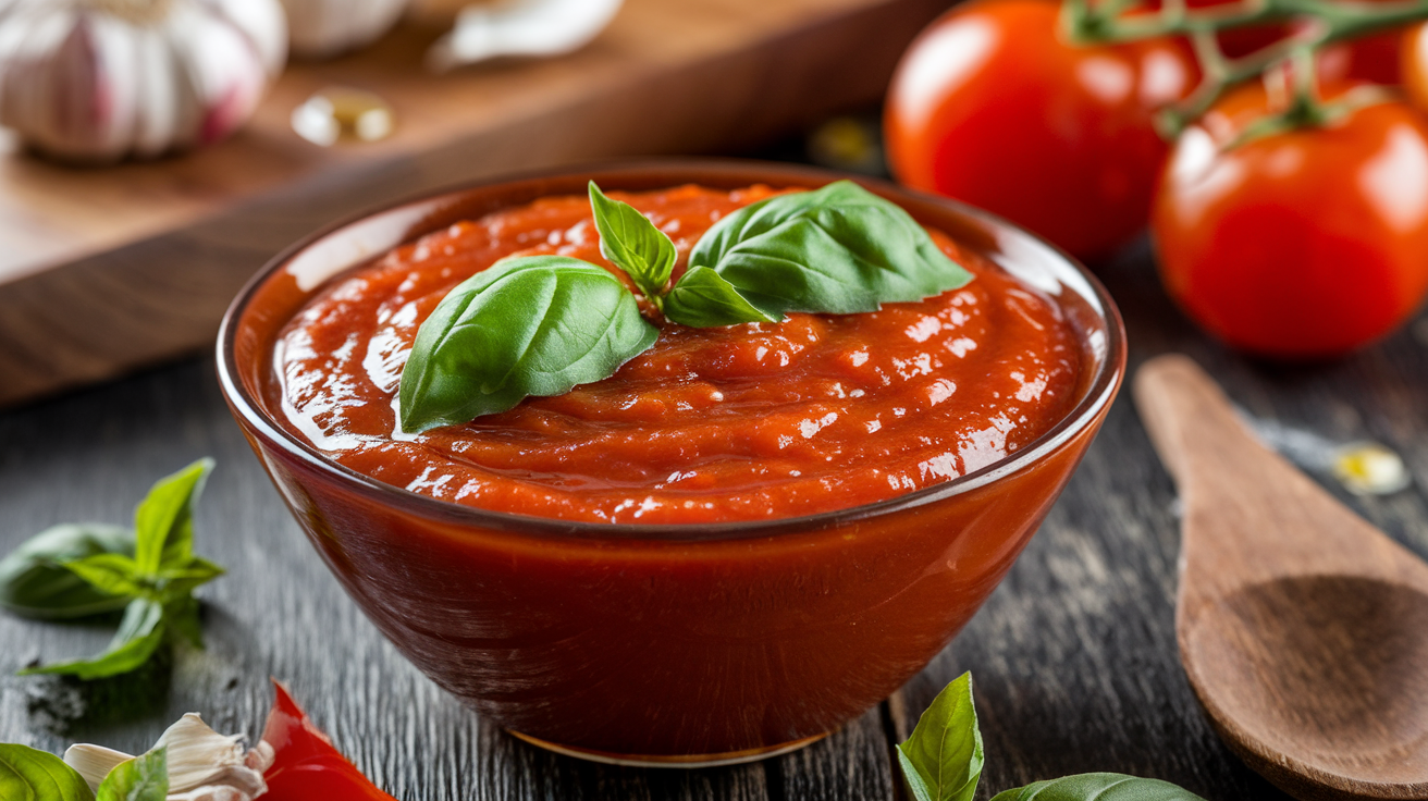 Homemade Marinara Sauce with Fresh Basil and Olive Oil