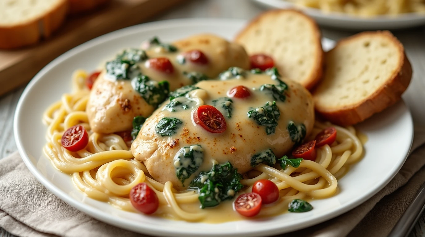 Creamy Tuscan Chicken recipe with Garlic and Parmesan